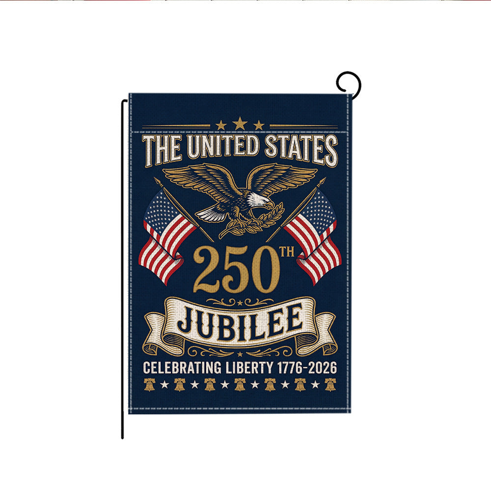 Distressed Vintage American Flag Garden Banner With Statue Of Liberty Motif Double-Sided Polyester