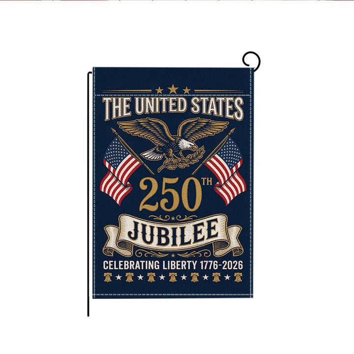 Distressed Vintage American Flag Garden Banner With Statue Of Liberty Motif Double-Sided Polyester