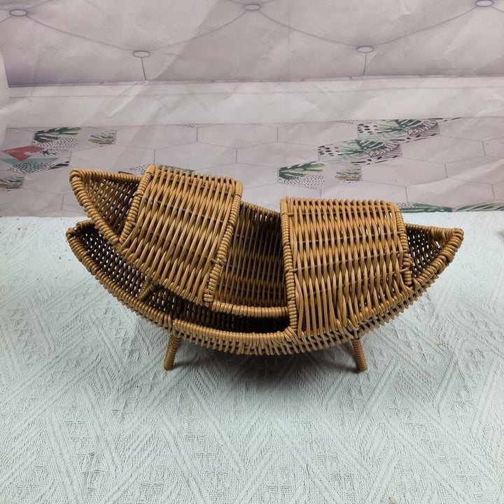 Decorative Woven Boat-Shaped Basket Bowlift