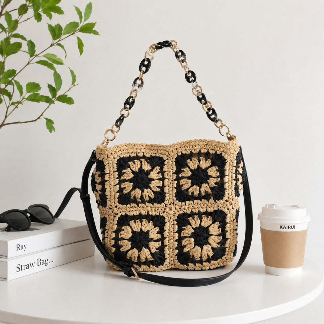 Fashionable Shoulder Bag Made of Handmade Crochet Material Bowlift