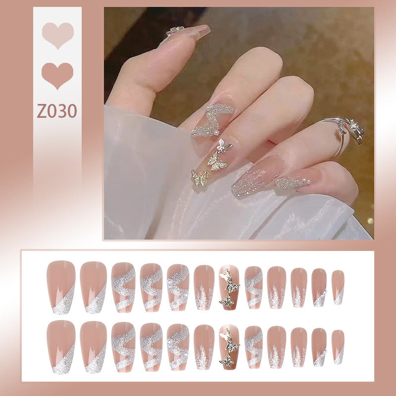 Elegant Rhinestone-Embellished Press-On Nails