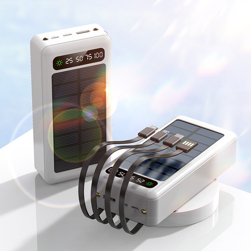 Solar-powered power bank with integrated fast charging ports and digital capacity display Bowlift