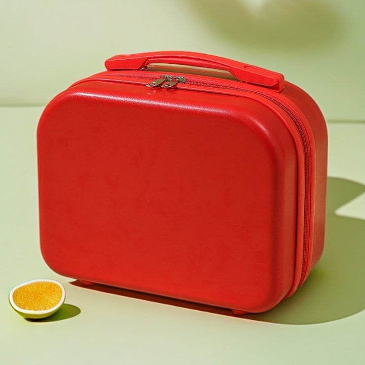 hard-shell travel vanity case with molded handle and double-zip closure Bowlift