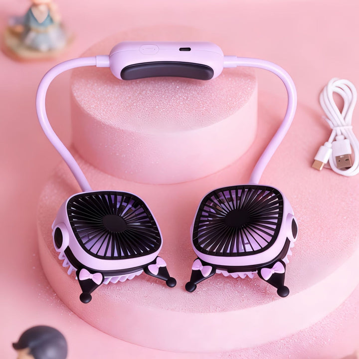 Ladies wearable neck fan with dual design Bowlift