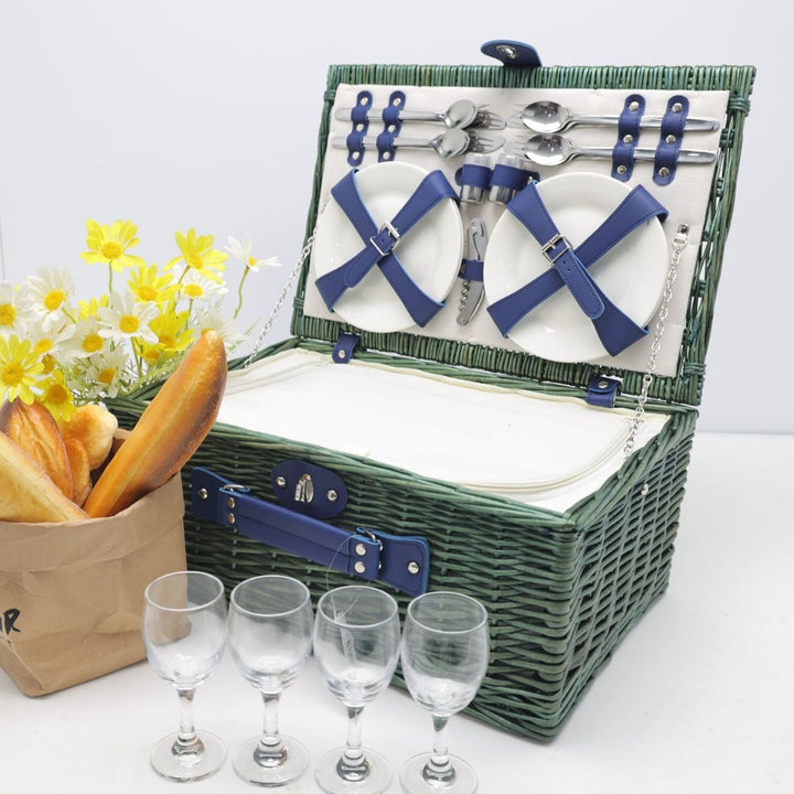 Ladies picnic basket with dish set and carrying shoulder strap Bowlift