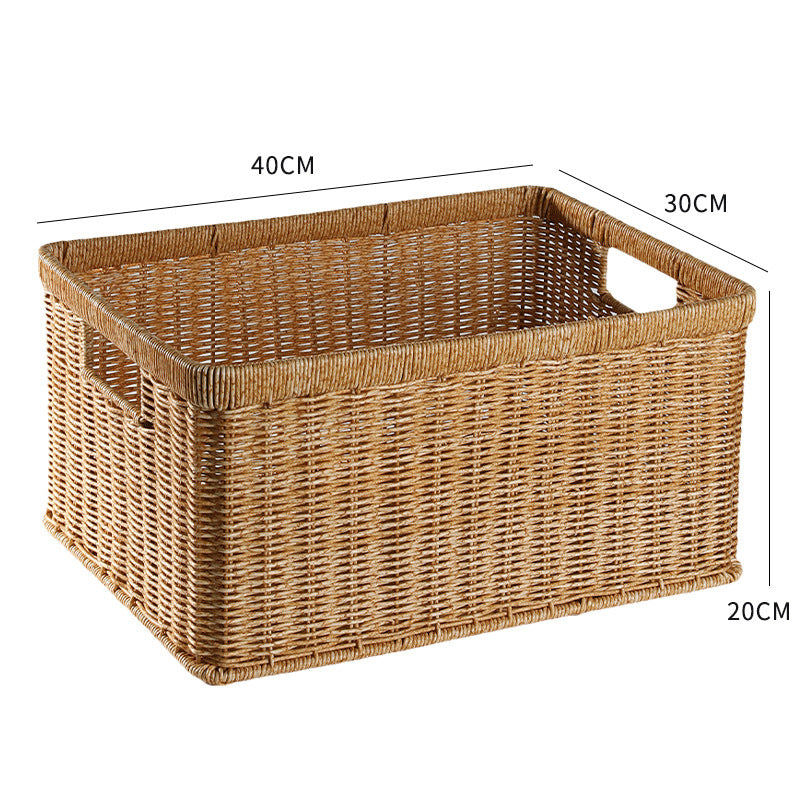 Handwoven Storage Basket with Cutout Handles Bowlift