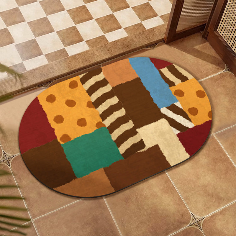 Colorful Patchwork Design Floor Mat Bowlift