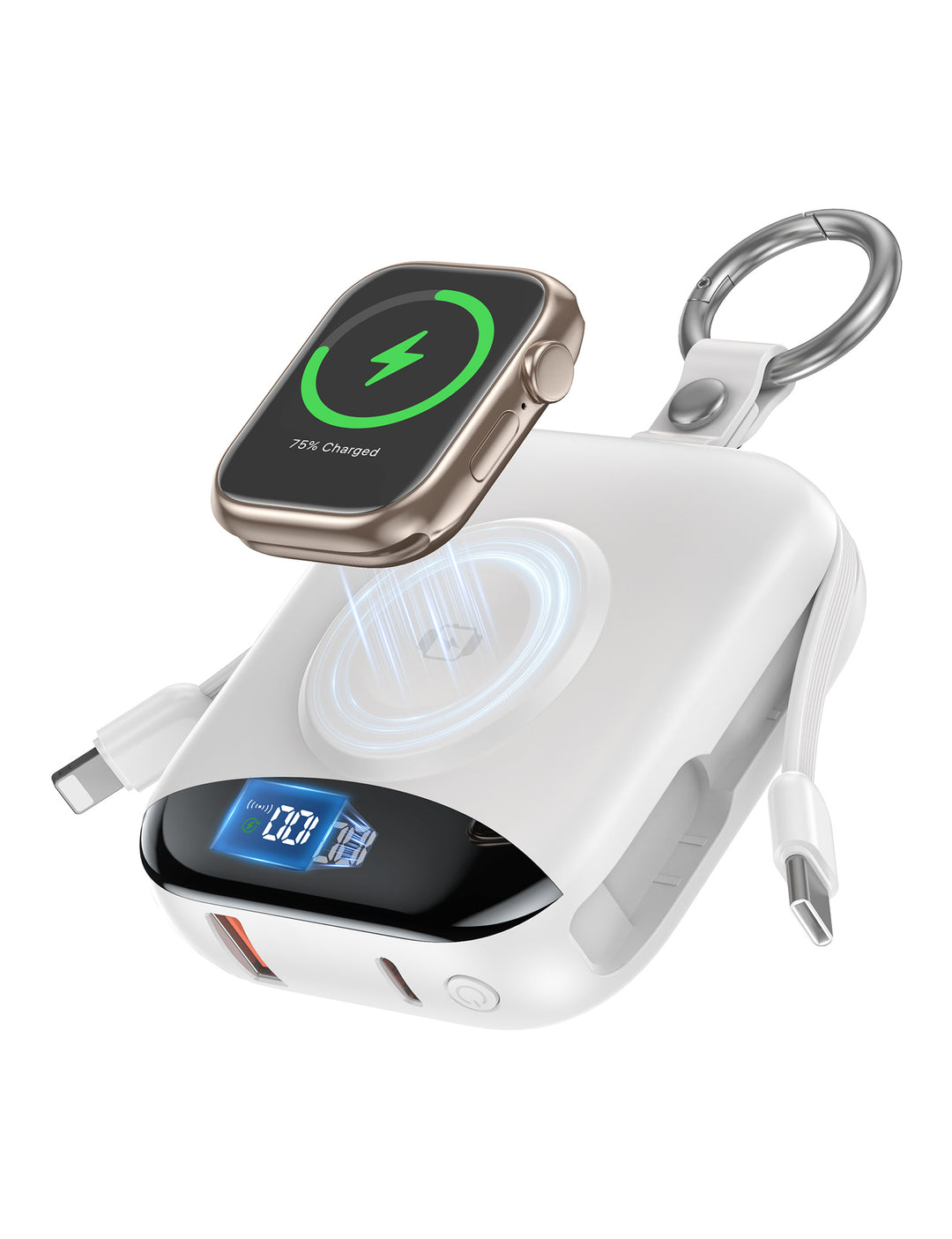 Portable inductive charger with integrated battery and LCD display Bowlift