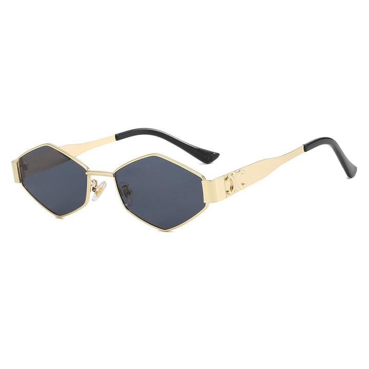 Ladies fashionable hexagonal sunglasses with protective lenses and stylish metal frame Bowlift