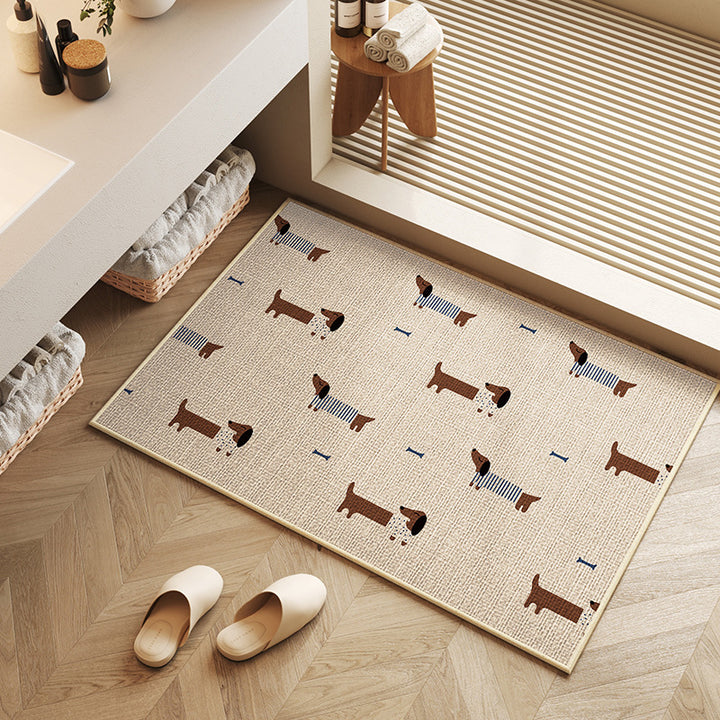 Playful Dachshund-Themed Bath Mat Bowlift
