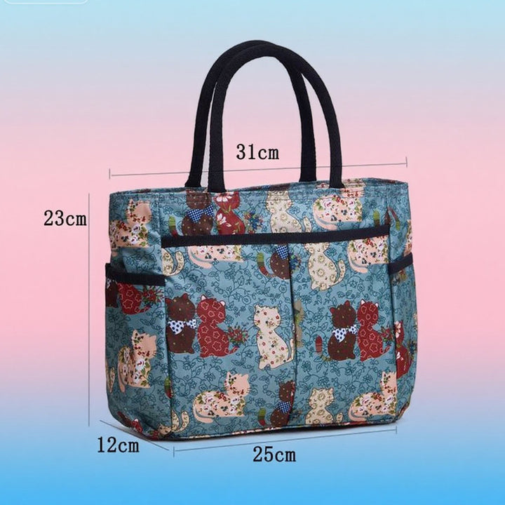Multi-Pocket Candy Print Tote Bag Bowlift