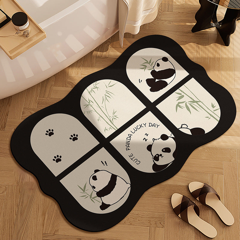 Cute Panda-Themed Bath Mat Bowlift