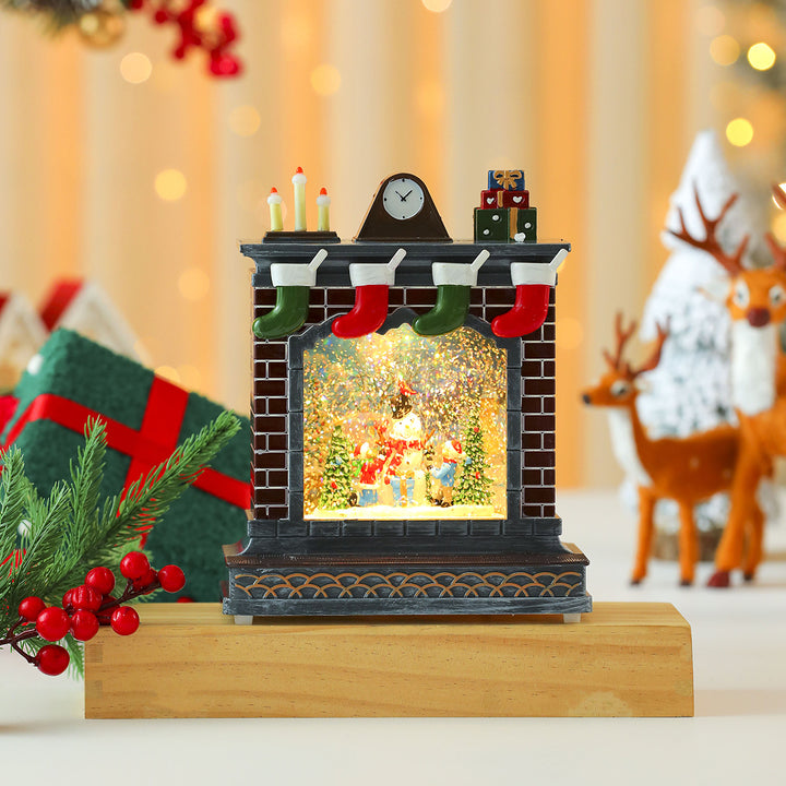 LED Illuminated Christmas Fireplace Decoration Bowlift