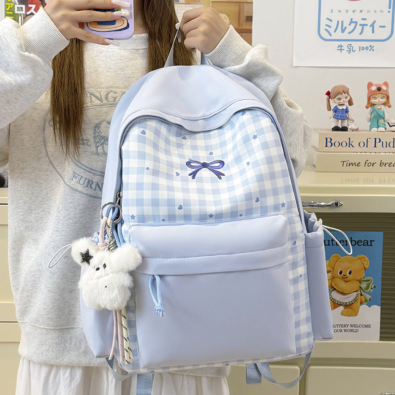 Checked Patterned School Backpack Bowlift