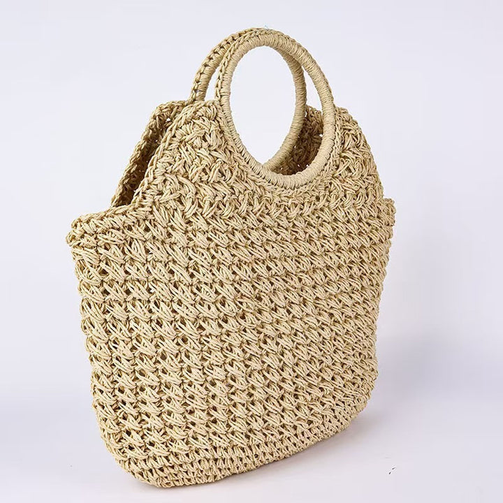 Hand-knotted straw bag with round handle Bowlift