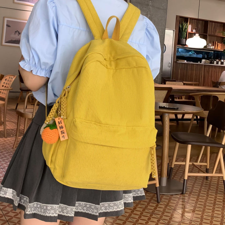 Textured Corduroy Laptop Backpack Bowlift
