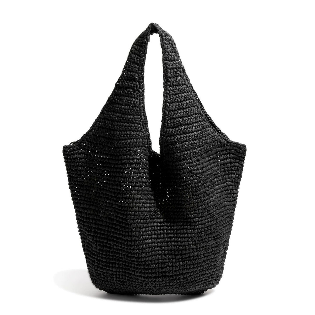 Handmade straw bag with practical interior Bowlift