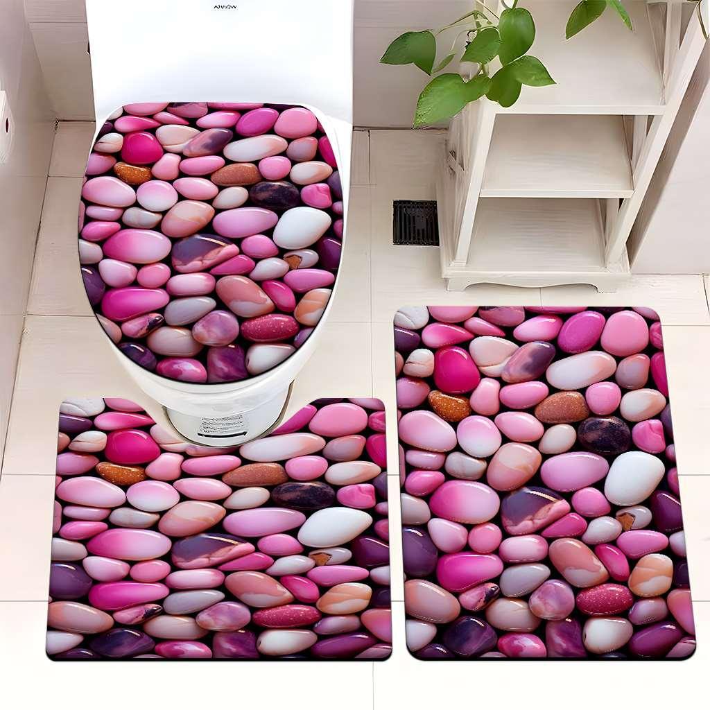 Decorative Pebble Bathroom Mat Set Bowlift