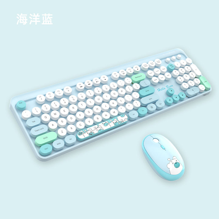 Cute Themed Wireless Keyboard and Mouse Set Bowlift