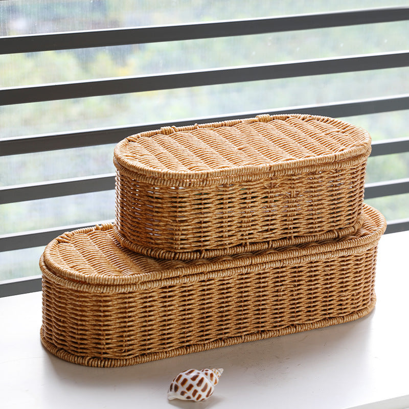 Oval Handmade Wicker Storage Basket Bowlift