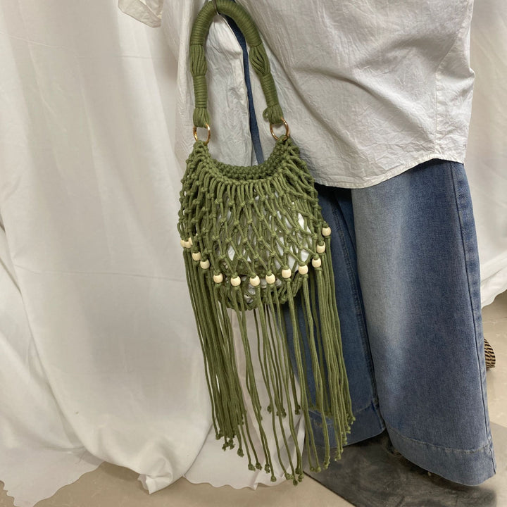 Hand-knotted shoulder bag with tassels Bowlift