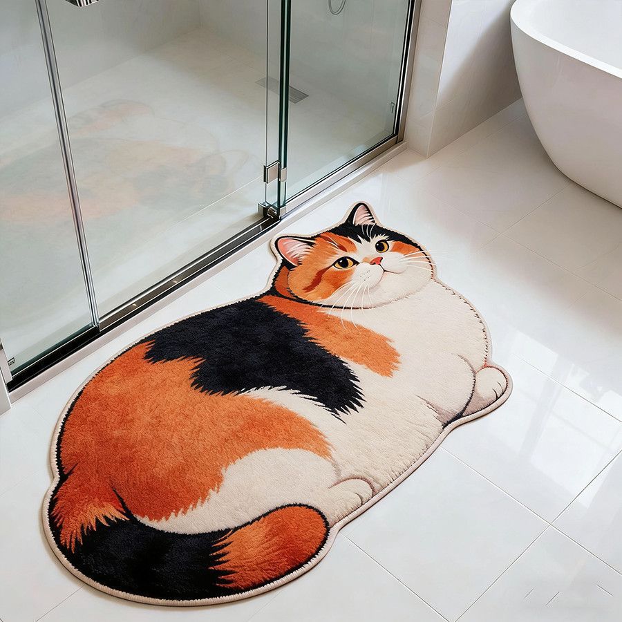 Cat-Shaped Bath Mat Bowlift