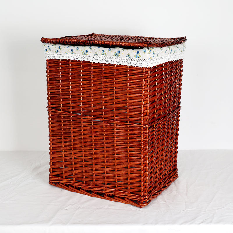 Women's laundry basket with decorative fabric cover and practical lid Bowlift