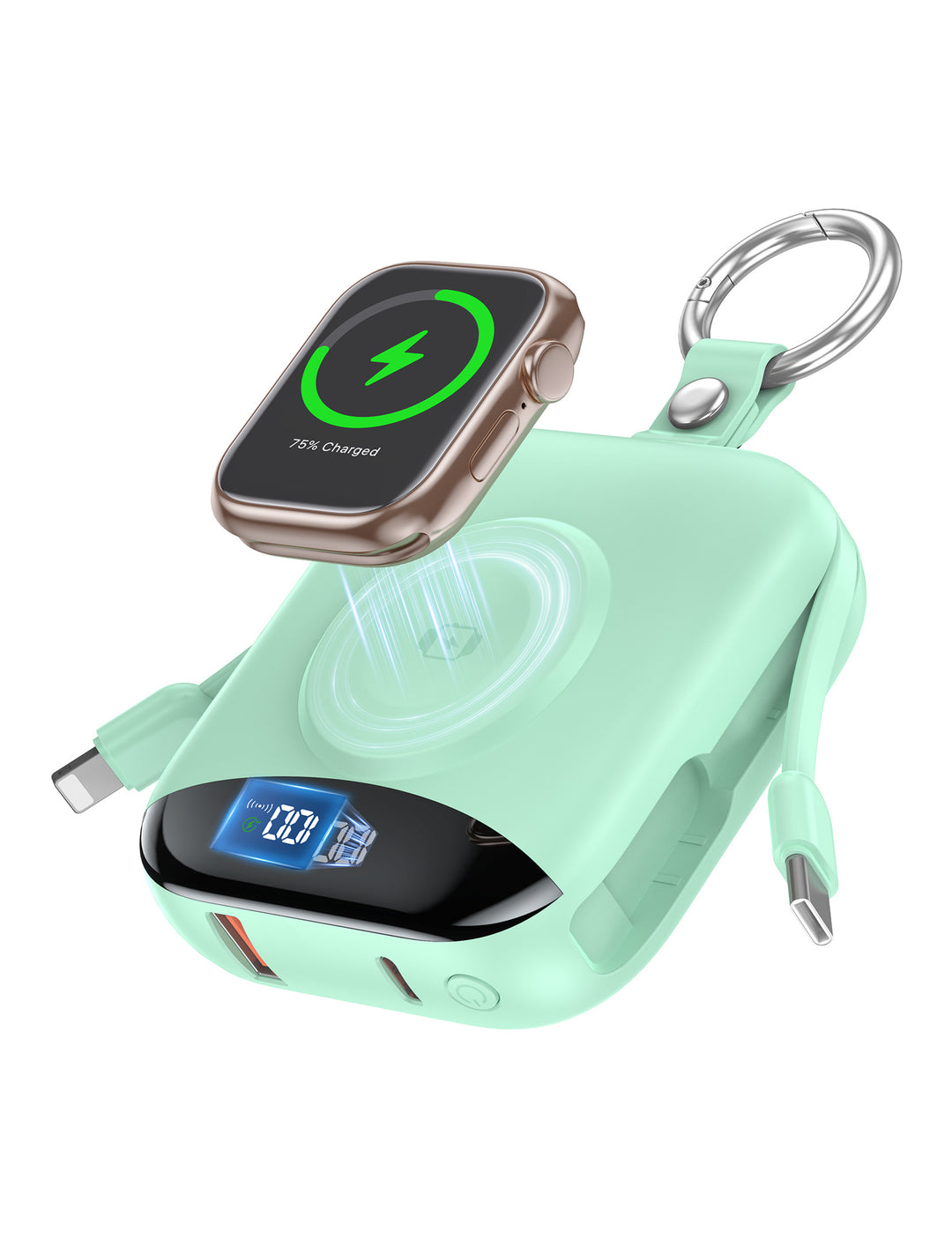 Portable inductive charger with integrated battery and LCD display Bowlift