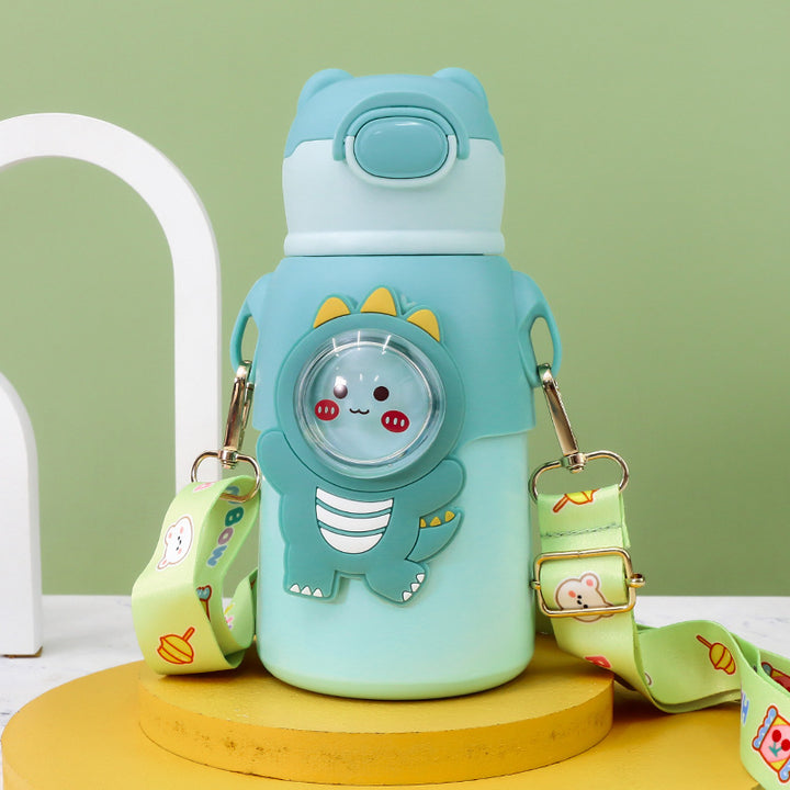 Ladies insulated bottle with playful animal design and practical carrying strap Bowlift