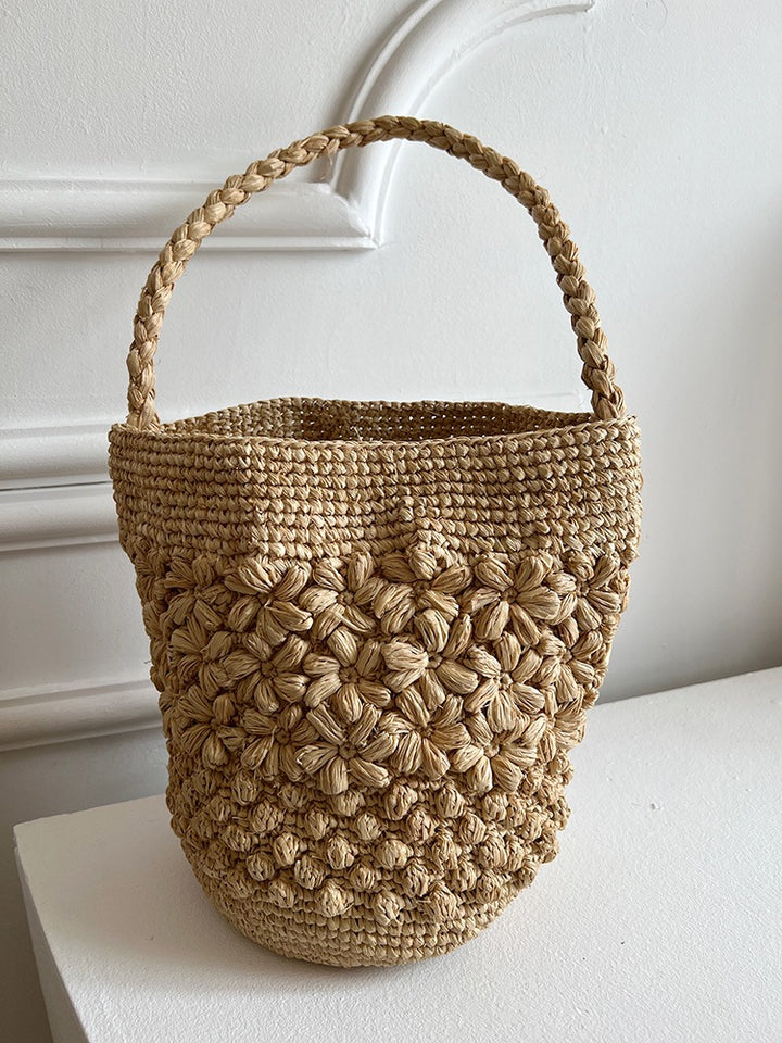 Handcrafted Leisure Bag Made of Woven Straw Bowlift