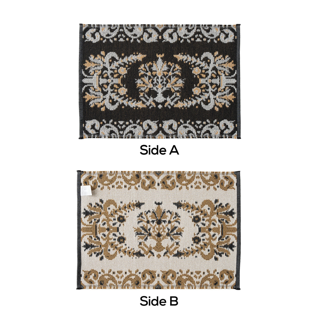 Reversible woven rug runner with ornamental jacquard structure Bowlift