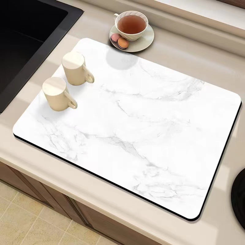 Marble-Inspired Kitchen Counter Mat Bowlift