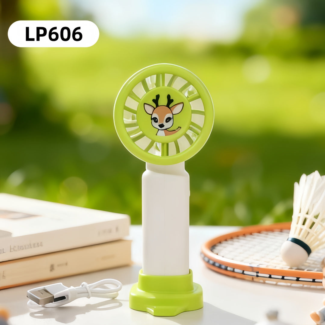 Women's Portable Mini Fan with Cute Animal Design and USB Charging Function Bowlift