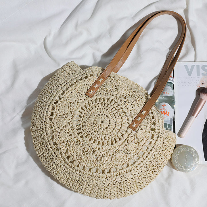 Handmade Round Bag Made of Natural Bast Bowlift