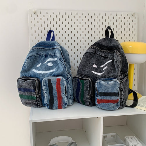 Artistic Denim Backpack Bowlift