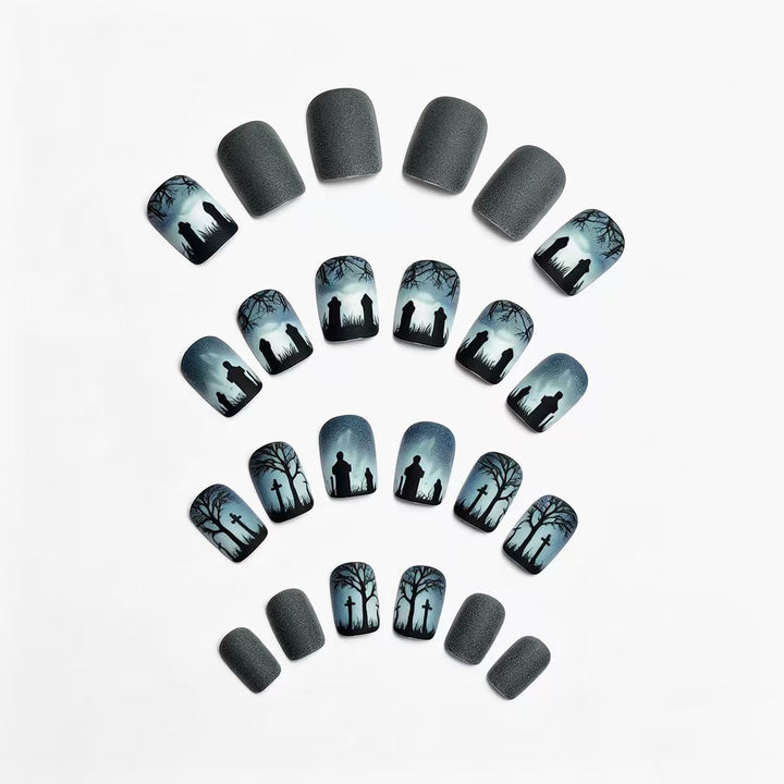 Creative nail art with dramatic tombstone design Bowlift