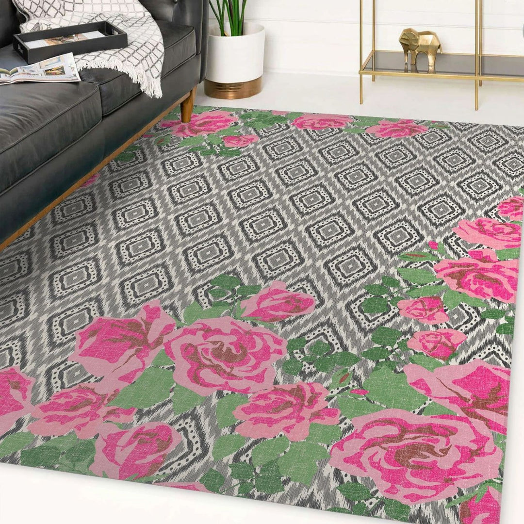 Floral Patterned Area Rug Bowlift
