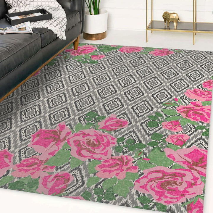 Floral Patterned Area Rug Bowlift