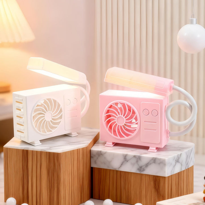 Ladies multifunctional table lamp with integrated fan and USB charging ports Bowlift