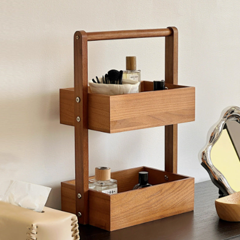 Wooden Multi-Tiered Cosmetic Organizer Bowlift