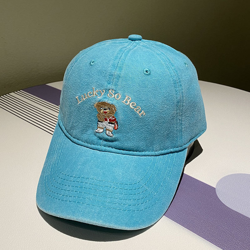 Unisex Casual Embroidered Bear Cap Bowlift