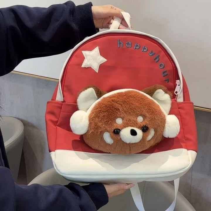 Backpack with Cute Plush Toy and Charming Design Bowlift