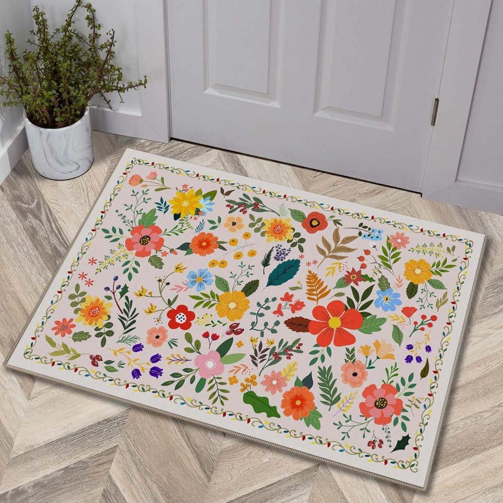 Luxurious Floral Design Bath Mat Bowlift