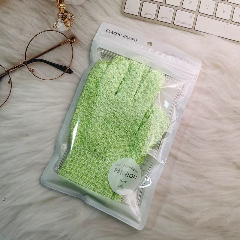 Exfoliating Shower Gloves with Soft Textured Scrub Fabric and Stretchy Elastic Cuff Bowlift