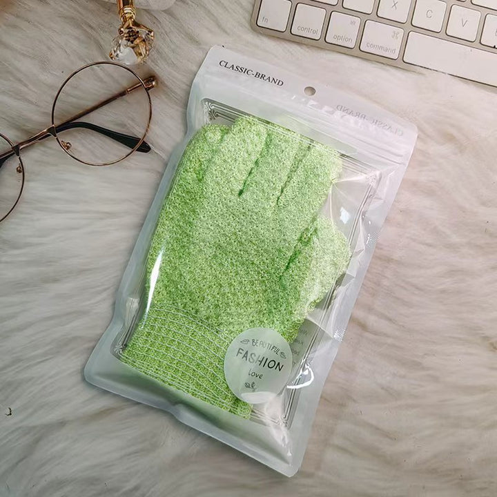 Exfoliating Shower Gloves with Soft Textured Scrub Fabric and Stretchy Elastic Cuff Bowlift