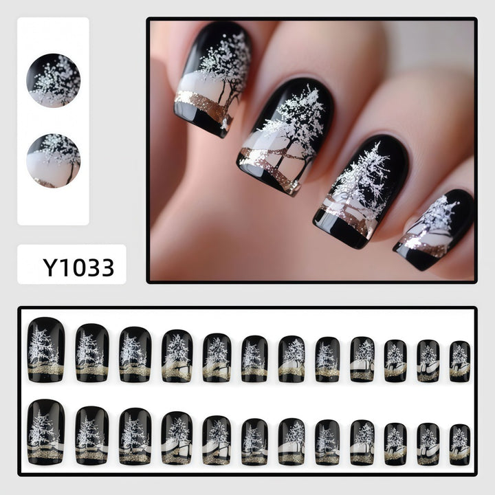 Artificial nails in elegant winter forest design Bowlift
