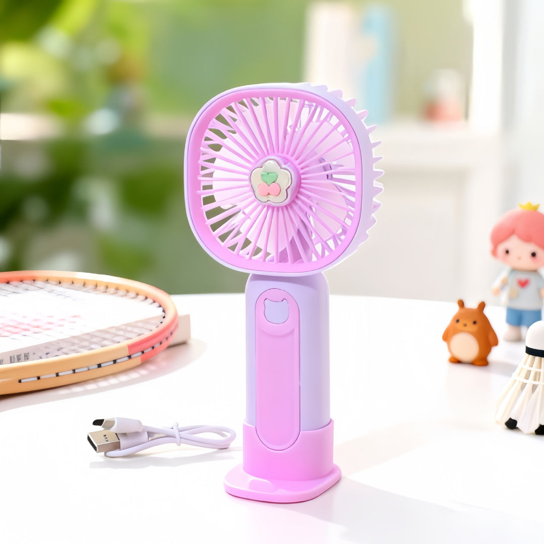 Women's Portable Hand Fan with USB Charging Function and Cute Design Bowlift