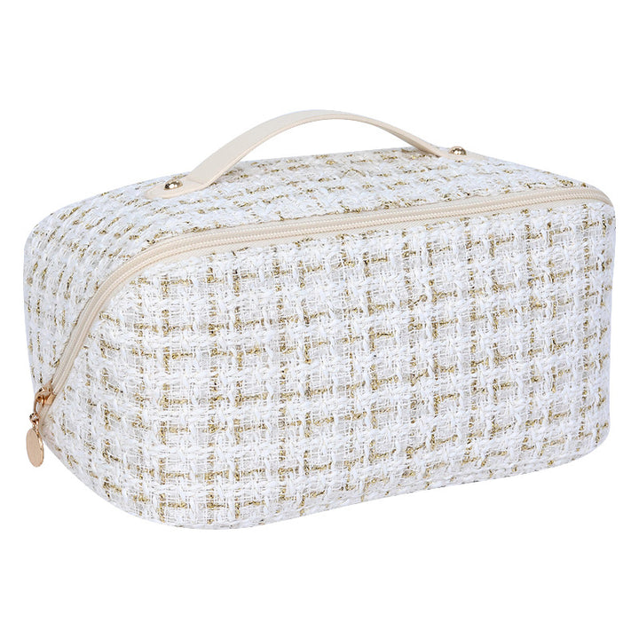 Cosmetic Organizer Bag with Luxurious Interior Layout and Elegant Fabric Design Bowlift