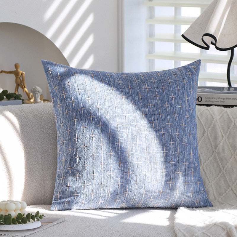 Square cushion cover in Scandinavian minimal style with woven cross pattern and natural linen look Bowlift