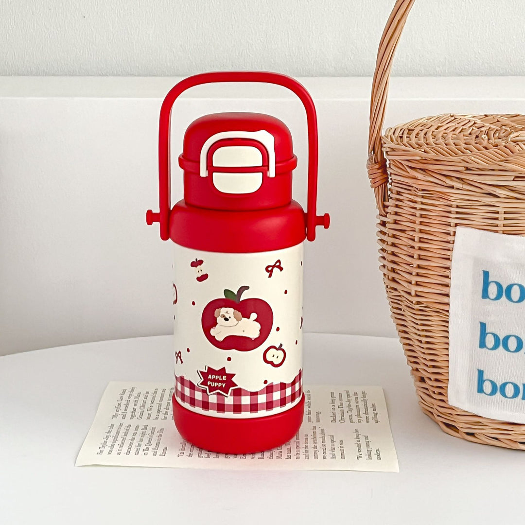 Insulated drinking bottle with folding lid and colorful animal motif Bowlift